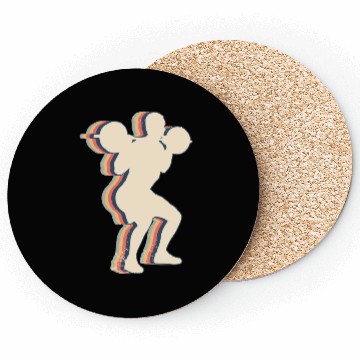 Discover Squats Workout Gym Retro Line Art Coasters