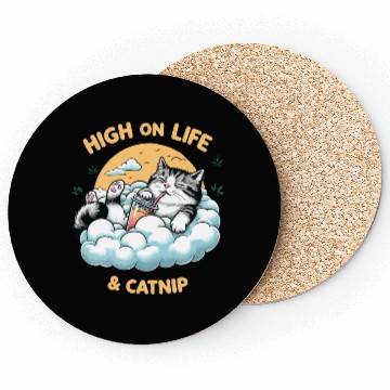 Discover High on Life & Catnip - Floating Cat Art Coasters