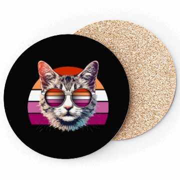 Discover Lesbian Pride Cool Cat with Sunglasses Coasters