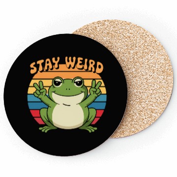 Discover Stay Weird Retro Frog Design Cute Cartoon Coasters