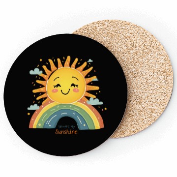 Discover You Are My Sunshine – Happy Sun & Rainbow Design Coasters