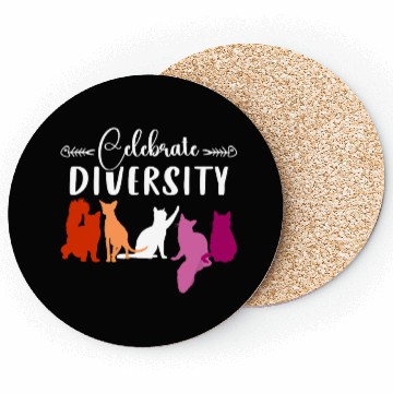 Discover Celebrate Diversity Lesbian Pride LGBTQ Cat Lover Coasters