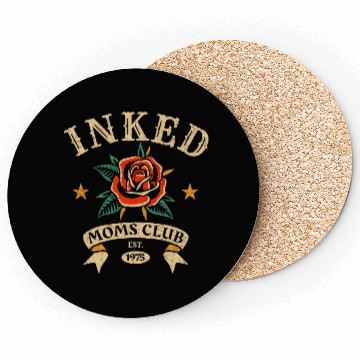 Discover Inked Moms Club – Tattoo Rose Emblem Coasters