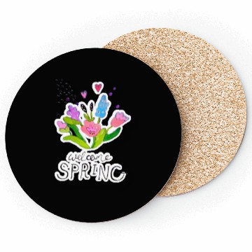 Discover Spring qoute flower illustration Coasters