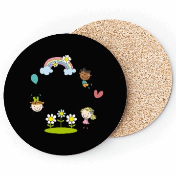 Discover Children of the Earth with Rainbow Flowers Balloon Coasters