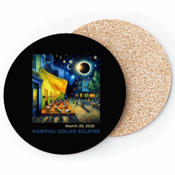 Discover March 29, 2025 Partial Solar Eclipse Night Scene Coasters