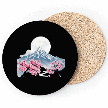 Discover Japanese mount fuji Sakura tree Cherry blossom Coasters
