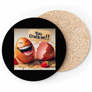 Discover A cracked Easter egg laughing with the caption Coasters