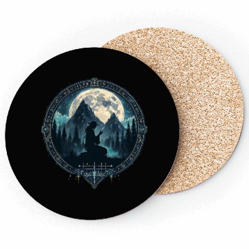 Discover Man in hat and Moon Coasters