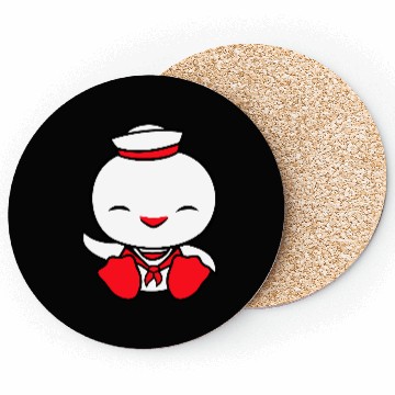 Discover Duck sailor sailor hat waving happily fisherman Coasters
