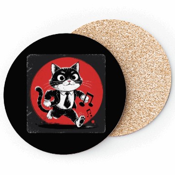 Discover Whimsical Black White Cat Conductor Vintage S Coasters