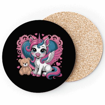 Discover Whimsical Unicorn Magic Heart With Adorable Teddy Coasters