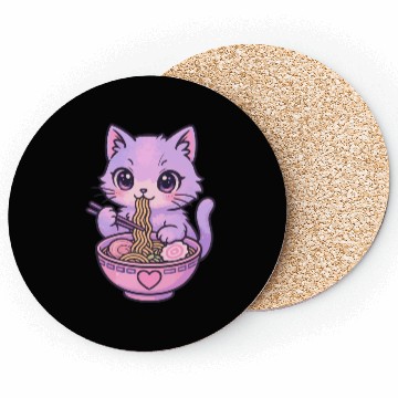 Discover Kawaii Cat Ramen Coasters