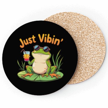 Discover Just Vibin' Summer Frog Coasters