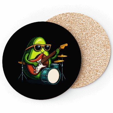 Discover Rockin Avocado Musician Funny Graphic Coasters