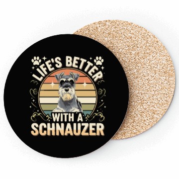 Discover Life's Better With A Schnauzer Retro Dog Lover Coasters