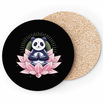 Discover Meditating Panda on Lotus Coasters