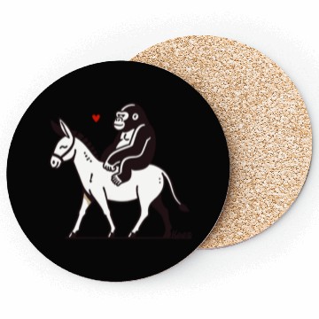 Discover Gorilla Riding Donkey with Heart Coasters