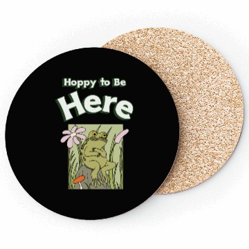 Discover Hoppy to Be Here Funny Frog Cartoon Coasters