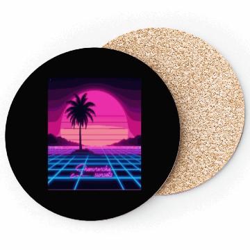 Discover Chasing Sunsets Synthwave Coasters - Retro Neon Coasters