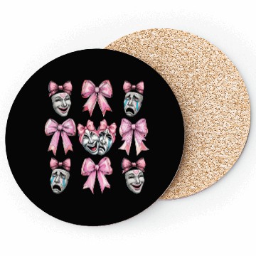Discover Coquette Bow Theatre Mask Drama Comedy Artist Girl Coasters