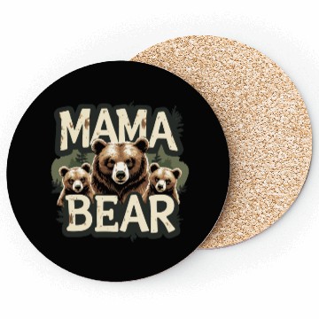 Discover Mama Bear & Cubs Rustic Coasters for Moms