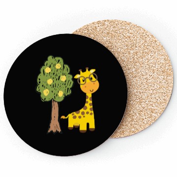 Discover Funny giraffe and tree drawing Coasters