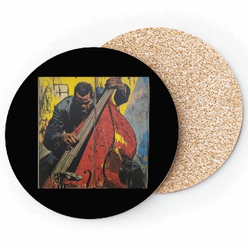 Discover Charles Mingus Double Bass Retro Superhero Comic Coasters