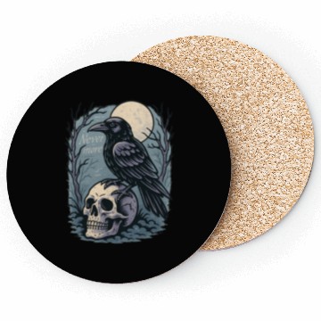 Discover Nevermore Raven Skull Gothic Poe Poetry Coasters