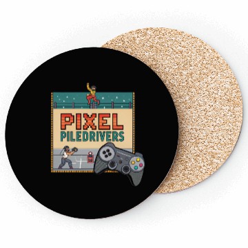 Discover Pixel Piledrivers Vintage Wrestling Game Coasters