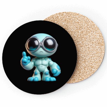 Discover Blue Alien Robot with Goggles Coasters