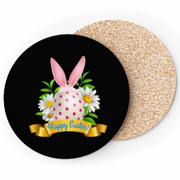 Discover Happy Easter Coasters with Bunny Ears and Egg