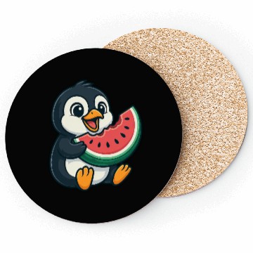 Discover Penguin with Watermelon Summer Fruit Coasters