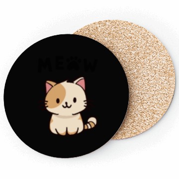 Discover Cute Kawaii Meow Cat – Minimal Cartoon Coasters