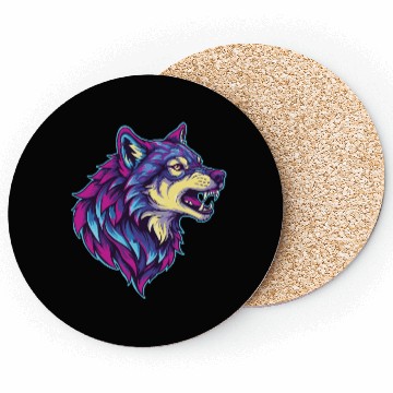 Discover psychedelic wolf head Coasters