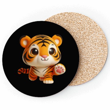 Discover Charming Baby Tiger in Playful Pose Coasters