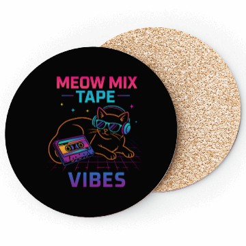 Discover Meow Mix Tape Vibes Retro Cat Coasters