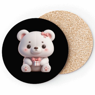 Discover Sweet Teddy Bear and Gift Box Coasters