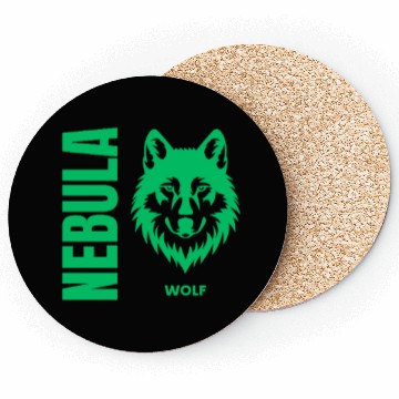 Discover Nebula Wolf –Bold Minimalist Wolf Head Graphic Coasters