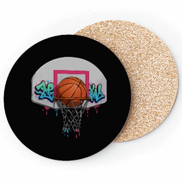 Discover Graffiti Basketball Hoop Neon Drip T‑Coasters