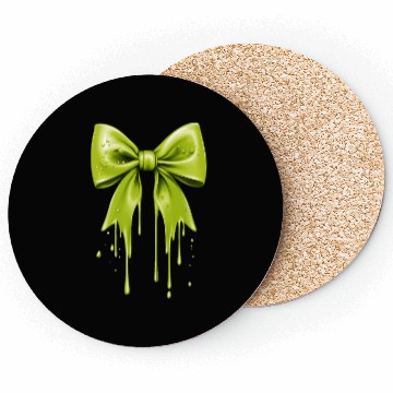 Discover Coquette Bow Green Slime Dripping Coasters