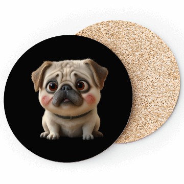 Discover 3D Rendered Chubby Pug Sitting Coasters