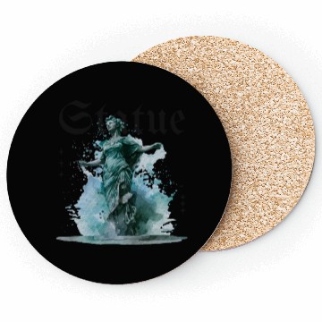 Discover Statue | Moody Watercolor & Gothic Font Design Coasters