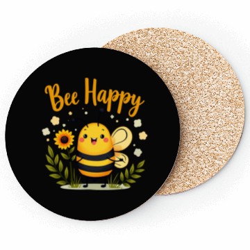 Discover Happy Beekeeping Bee with Sunflower Joy Coasters