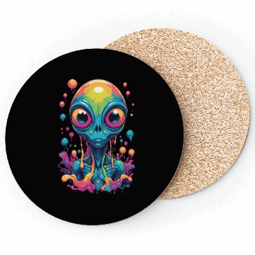 Discover psychedelic alien portrait Coasters
