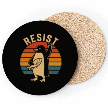 Discover Funny Protest Against Tariffs Resist Penguin Coasters