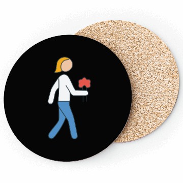 Discover Person walking with flowers in hand Coasters