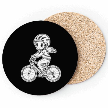 Discover Cycling Girl Sketch Coasters