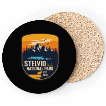 Discover Stelvio National Park Italy Vintage Sunset Camping Coasters