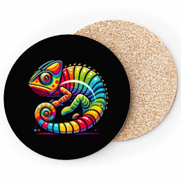 Discover Colorful Chameleon Vibrant Rainbow Lizard Coasters